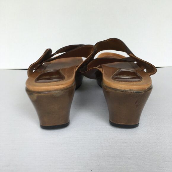 Dansko Sandals Size 41 10.5-11 US Ava Wedge Slide Elastic Cross-Strap Brown/Tan - Picture 4 of 11